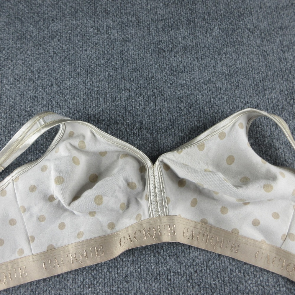 Cacique Bra Womens 44C‎ Beige Polka Dot Wireless Full Coverage T Shirt Cotton